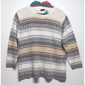 Fashion Bug Women's striped sweater plus size 22/24W pullover Neutral colors L/S